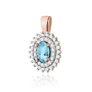 Pandantiv Aur 14K cu Topaz Swiss 0.50 ct si Diamante Naturale 0.19 ct - Img 5