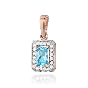 Pandantiv Aur 14K cu Topaz Swiss 0.65 ct si Diamante Naturale 0.10 ct - Img 4
