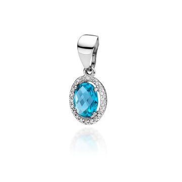 Pandantiv Aur 14K cu Topaz Swiss 1.70 ct si Diamante Naturale 0.11 ct - Img 5