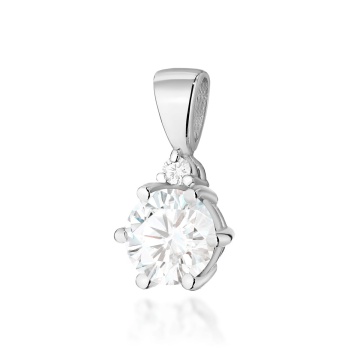 Pandantiv Aur 14K cu White Sapphire 0.60 ct si Diamant Natural 0.01 ct