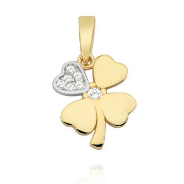 Pandantiv Aur 14K Trifoi cu Zirconii - Img 2