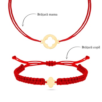 Set brățări Mama & Copil, cu șnur și figurine din Aur 14K - Img 3