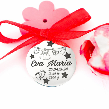 Banut Argint 2.5cm pentru botez - mot - personalizabil Baby Cute - Img 3