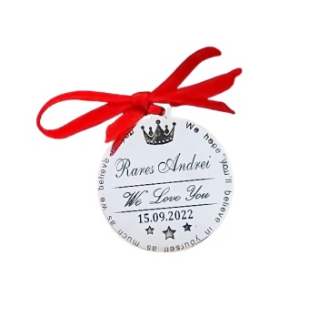 Banut din Argint 2.5cm pentru Botez - Mot - Scaldat - Personalizabil