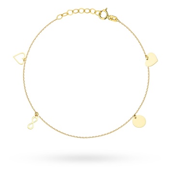 Brățară Aur 14K cu Elemente Inimă Plină, Infinit și Cerc - Img 2