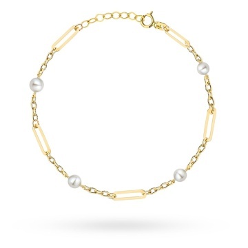 Brățară Aur 14K cu Zale Lungi și Perle Naturale