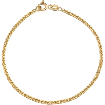 Brățară Aur 14K Model Coadă de Vulpe, Diamată, 18 cm, Lățime 1 mm - Img 3