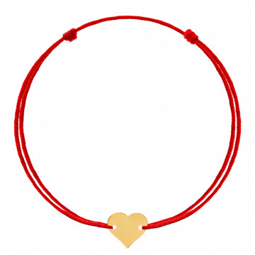 Bratara cu snur si inimioara 1cm din Aur 14K - personalizabila