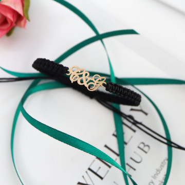 Bratara You & Me cu snur si initiale la alegere din AUR 14K - Img 2