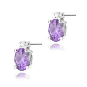 Cercei Aur 14K cu Ametist 0.40 ct si Diamante Naturale 0.03 ct - Img 7