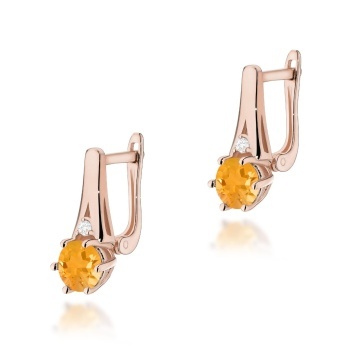 Cercei Aur 14K cu Citrin 0.50 ct si Diamante Naturale 0.03 ct - Img 4