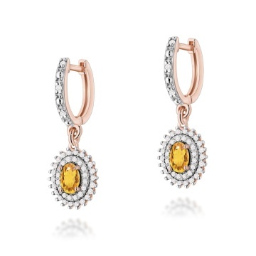 Cercei Aur 14K cu Citrin 0.60 ct si Diamante Naturale 0.44 ct - Img 5