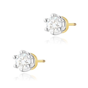 Cercei Aur 14K cu Diamant de Laborator 0.15 ct Filet cu Protectie