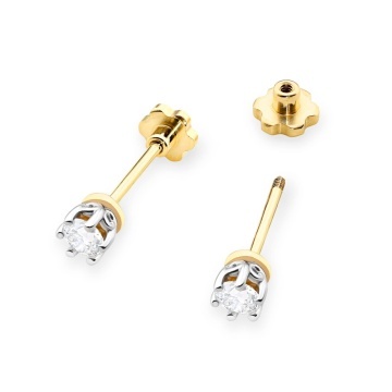 Cercei Aur 14K cu Diamant de Laborator 0.15 ct Filet cu Protectie - Img 2
