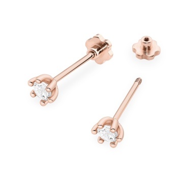 Cercei Aur 14K cu Diamant de Laborator 0.15 ct Filet cu Protectie - Img 8
