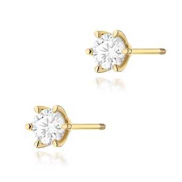Cercei Aur 14K cu Diamant de Laborator 1.00 ct Filet cu Protectie