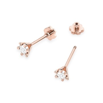 Cercei Aur 14K cu Diamant Natural 0.01 ct Filet cu Protectie - Img 6