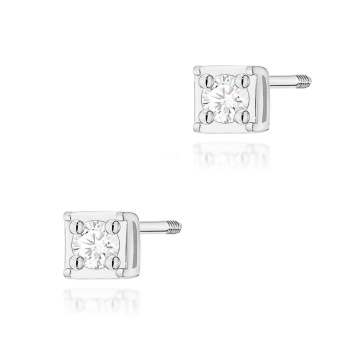 Cercei Aur 14K cu Diamant Natural 0.03 ct Filet cu Protectie - Img 7