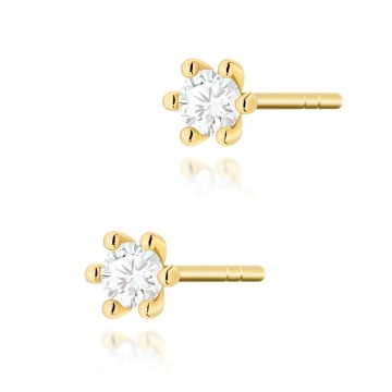 Cercei Aur 14K cu Diamant Natural 0.08 ct Filet cu Protectie