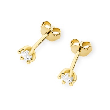 Cercei Aur 14K cu Diamant Natural 0.08 ct Filet cu Protectie - Img 2
