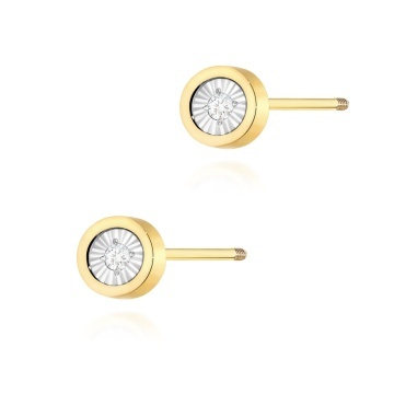 Cercei Aur 14K cu Diamant Natural 0.08 ct Filet cu Protectie