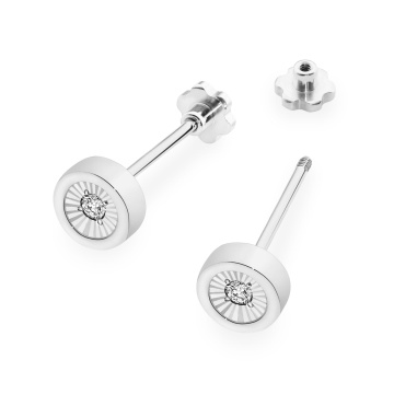 Cercei Aur 14K cu Diamant Natural 0.08 ct Filet cu Protectie - Img 5