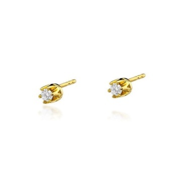 Cercei Aur 14K cu Diamant Natural 0.10 ct - Img 1