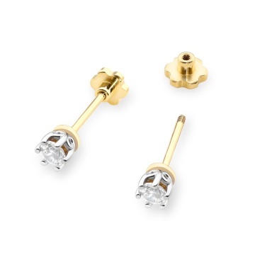 Cercei Aur 14K cu Diamant Natural 0.15 ct Filet cu Protectie - Img 2