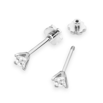 Cercei Aur 14K cu Diamant Natural 0.15 ct Filet cu Protectie - Img 4