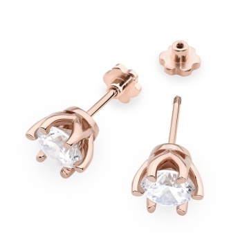 Cercei Aur 14K cu Diamant Natural 1.00 ct Filet cu Protectie - Img 5