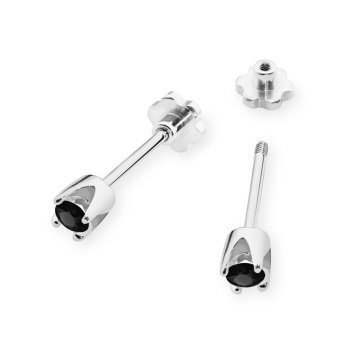 Cercei Aur 14K cu Diamant Natural Negru 0.12 ct - Img 6