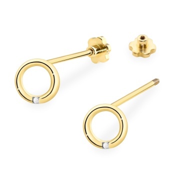 Cercei Aur 14K cu Diamante Naturale 0.01 ct Filet cu Protectie - Img 2