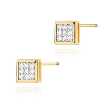 Cercei Aur 14K cu Diamante Naturale 0.09 ct Filet cu Protectie