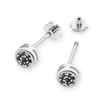 Cercei Aur 14K cu Diamante Naturale Negre 0.08 ct Filet cu Protectie - Img 6