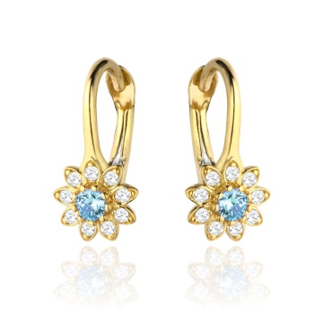 Cercei Aur 14k cu Floricele si Zirconii - Img 4