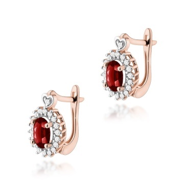 Cercei Aur 14K cu Granat 0.50 ct si Diamante Naturale 0.19 ct - Img 4
