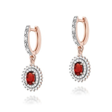 Cercei Aur 14K cu Granat 0.50 ct si Diamante Naturale 0.44 ct - Img 5