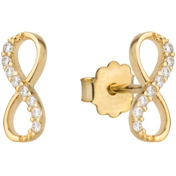 Cercei Aur 14k cu Infinit si Zirconii Albe - Img 2