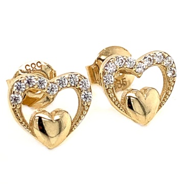 Cercei Aur 14k cu Model si Zirconii Albe - Img 2