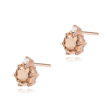 Cercei Aur 14K cu Morganit 0.40 ct si Diamante Naturale 0.03 ct - Img 3