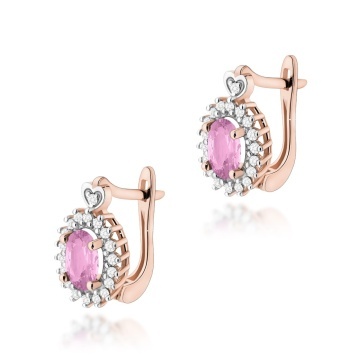 Cercei Aur 14K cu Pink Sapphire 0.45 ct si Diamante Naturale 0.19 ct - Img 5