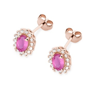 Cercei Aur 14K cu Pink Sapphire 0.50 ct si Diamante Naturale 0.24 ct - Img 8