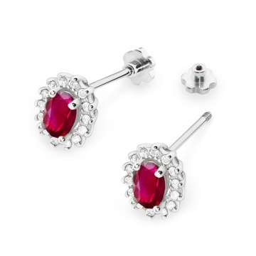 Cercei Aur 14K cu Rubin 0.60 ct si Diamante Naturale 0.24 ct Filet cu Protectie - Img 5