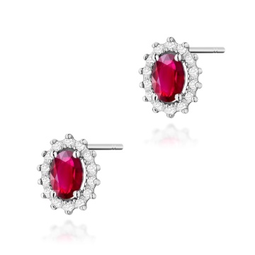 Cercei Aur 14K cu Rubin 0.60 ct si Diamante Naturale 0.24 ct - Img 4
