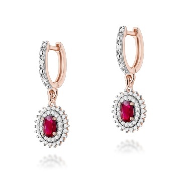 Cercei Aur 14K cu Rubin 0.60 ct si Diamante Naturale 0.44 ct - Img 5