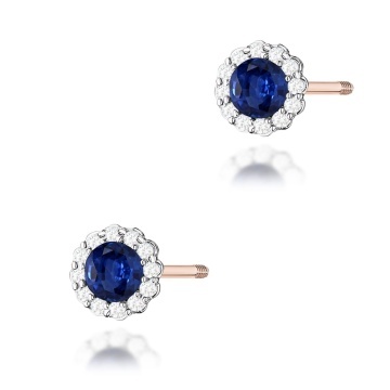 Cercei Aur 14K cu Safir 0.50 ct si Diamante Naturale 0.21 ct Filet cu Protectie - Img 3