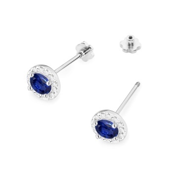 Cercei Aur 14K cu Safir 0.50 ct si Diamante Naturale 0.24 ct Filet cu Protectie - Img 8