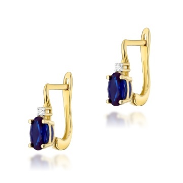 Cercei Aur 14K cu Safir 0.70 ct si Diamante Naturale 0.03 ct