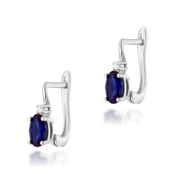 Cercei Aur 14K cu Safir 0.70 ct si Diamante Naturale 0.03 ct - Img 3