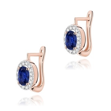 Cercei Aur 14K cu Safir 0.70 ct si Diamante Naturale 0.16 ct - Img 3